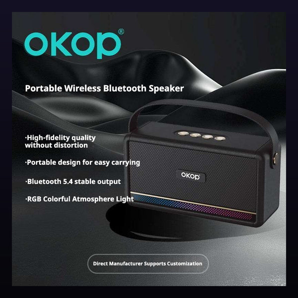 Portable Wireless Bluetooth 5.4 Speaker with RGB Ambient Light, Carry Handle, FM Radio, TF Card, AUX and Solar Charging