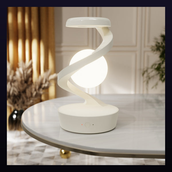 Rotating Moon Desk Lamp with Wireless Phone Charger, Gesture Control Dimmable Night Light for Gaming Desk Setup