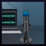 RGB USB Condenser Microphone with Breathing Ambient Light for PC Gaming, Streaming and Recording