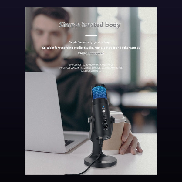 RGB USB Condenser Microphone with Breathing Ambient Light for PC Gaming, Streaming and Recording