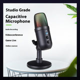 RGB USB Gaming Microphone for PC and Phone, Streaming, Live Broadcast, Karaoke and Recording Mic, Black
