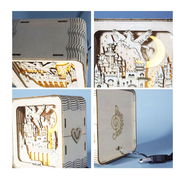 Pegasus Castle 3D Wooden Puzzle Night Light